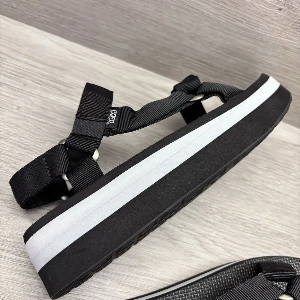 Teva Womens Casual Ankle Strap Platform Sandals Black Gray Size 10 Outdoor - Picture 11 of 13